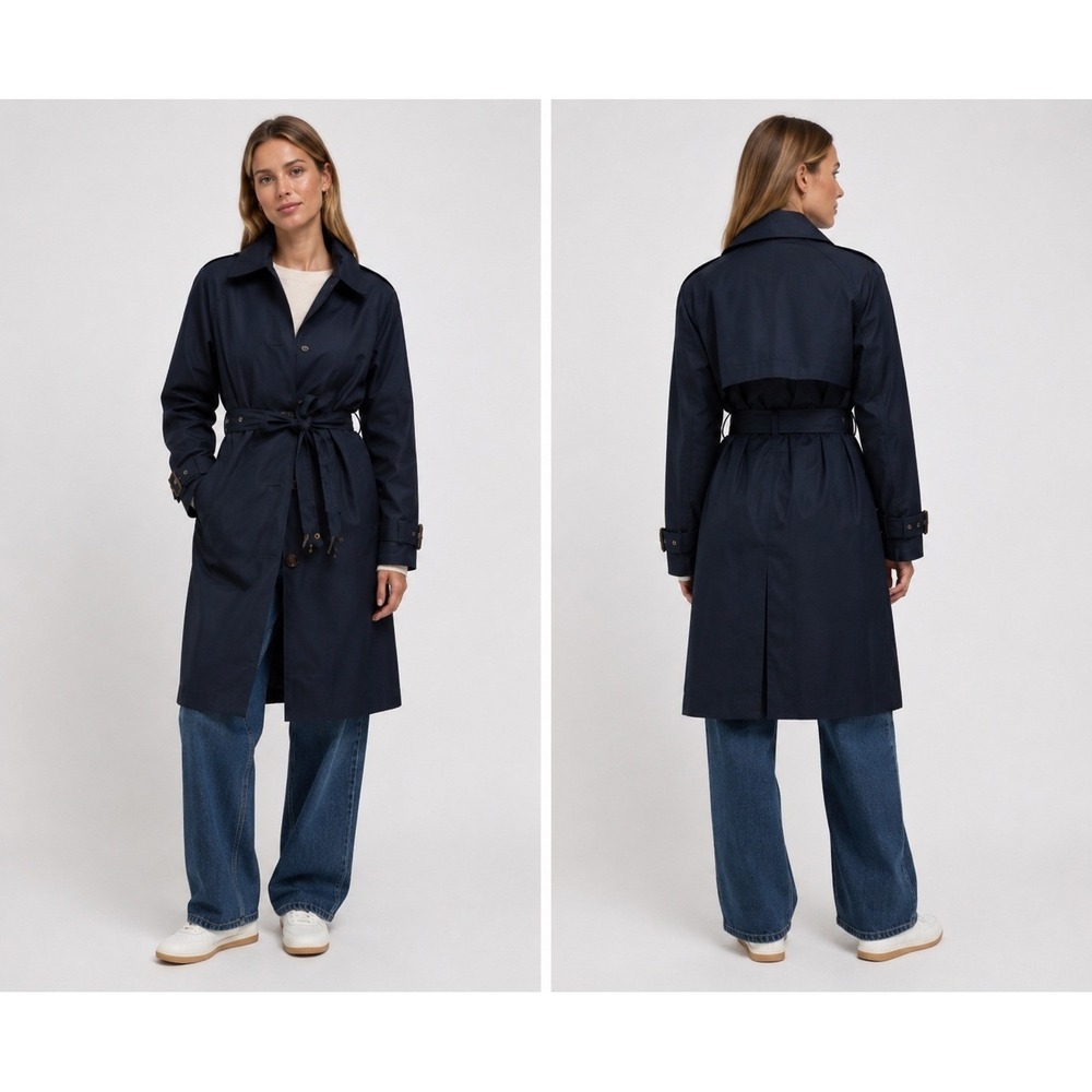 NWT Barbour Maia Waterproof Trench Coat Sz 14‎ US / 18 UK DARK NAVY ROSEMARY